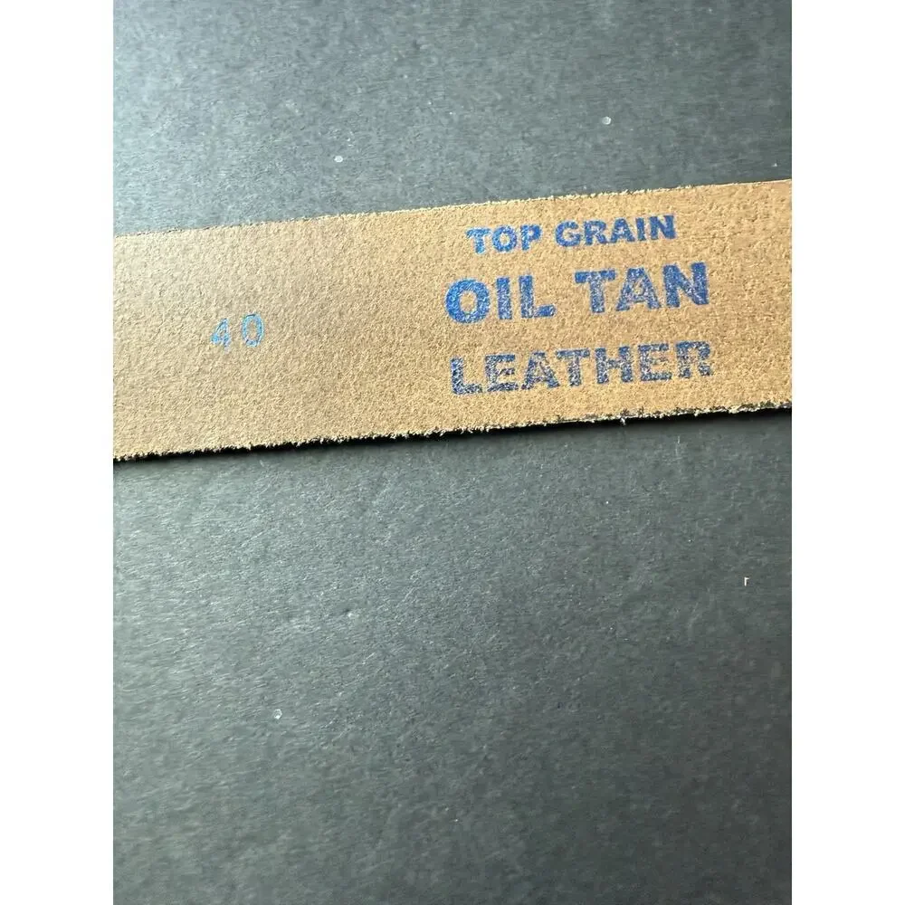 Mens Oil Tan Top Grade Leather Belt Black Size 40 Casual Workwear Career Office